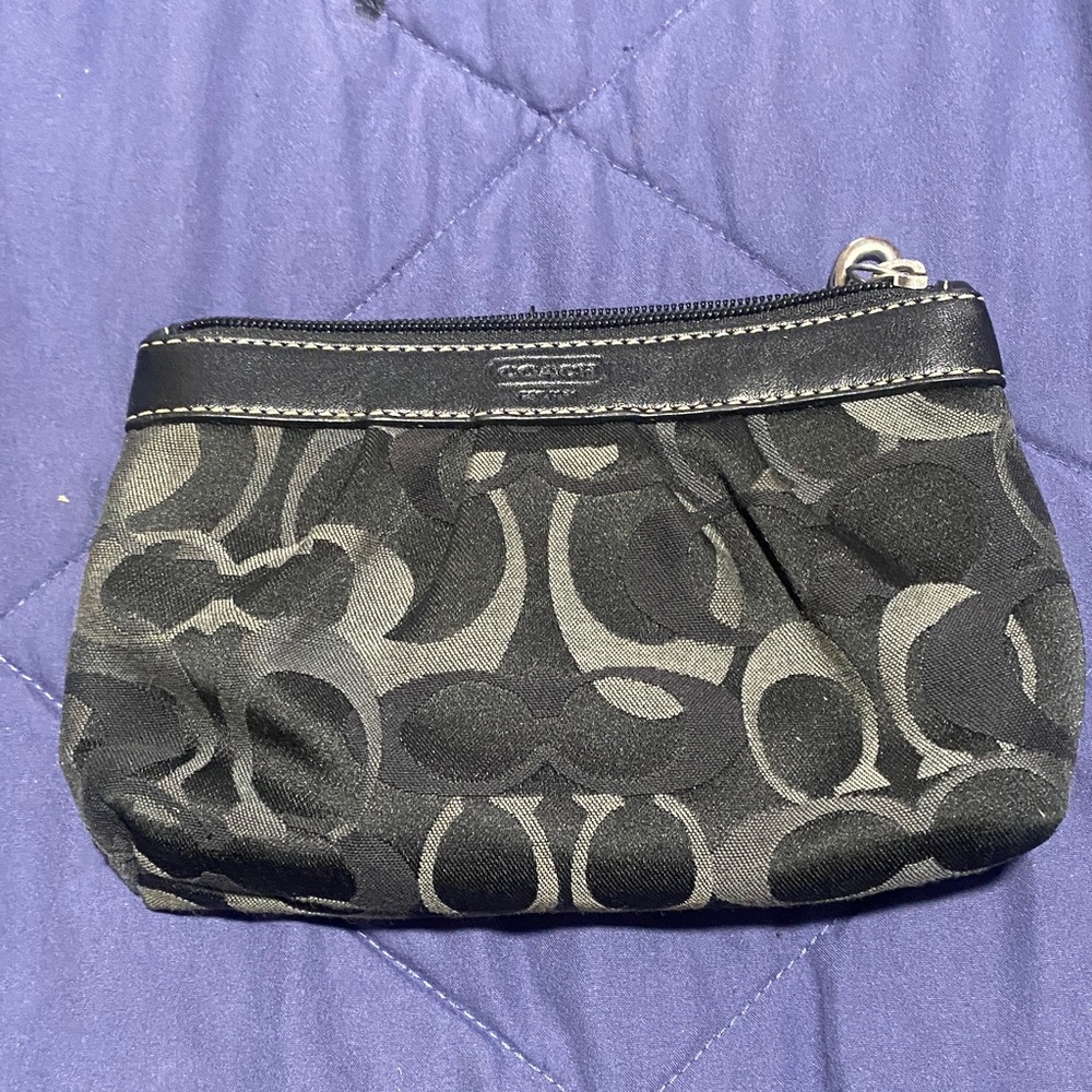 Coach Black and Gray Signature Cosmetic Bag
